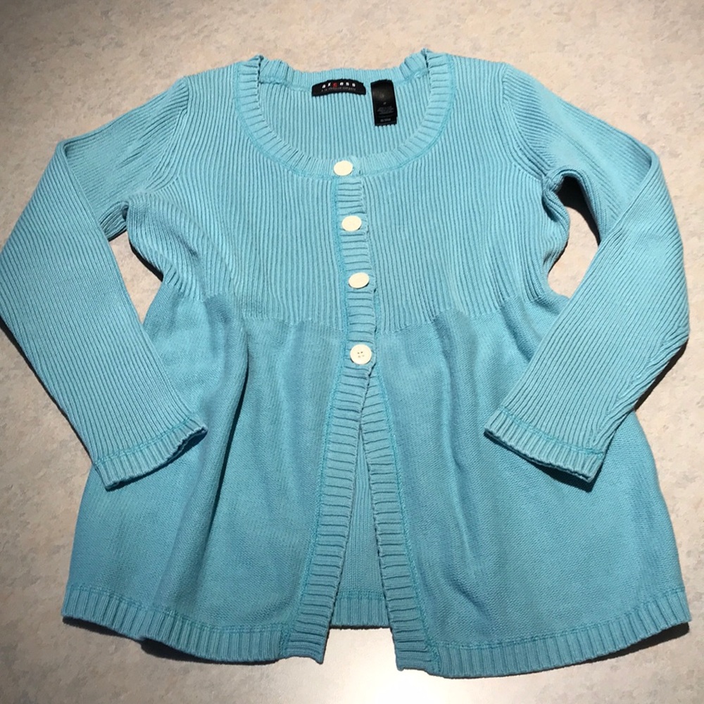 Turquoise Axcess open-bottom cardigan Sz M